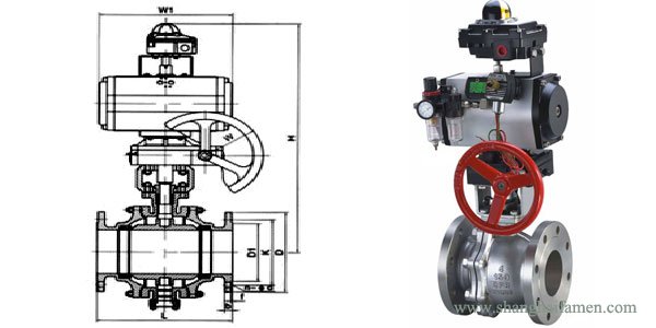 带手动气动硬密封球阀结构图
